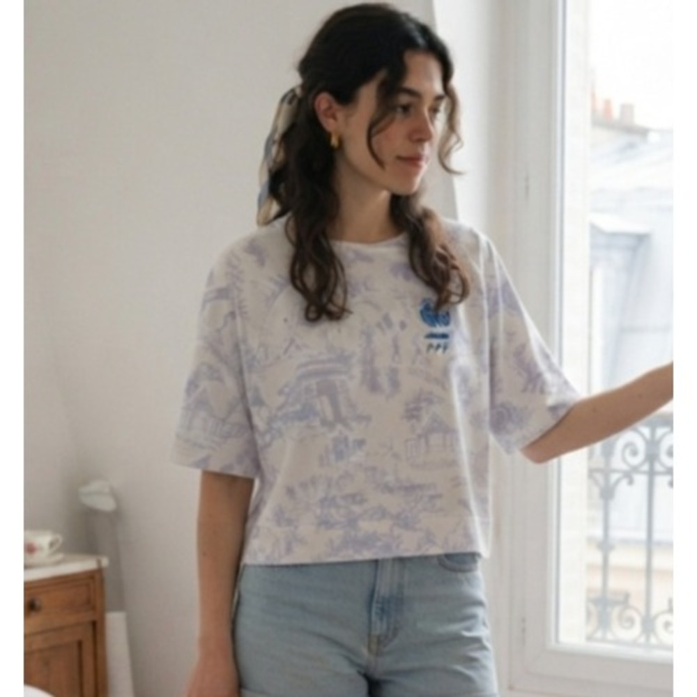 Nike France FFF Toile de Jouy Soccer Jersey White Blue Truko 77 Women XL Cropped - Picture 1 of 8